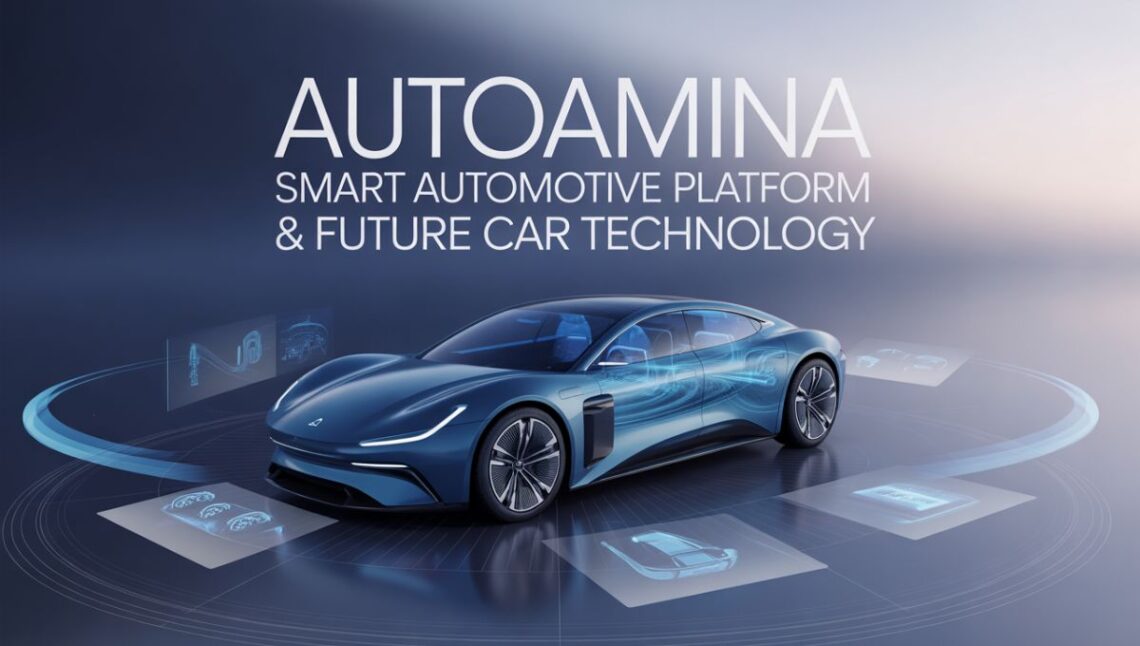 AutoAmina smart automotive platform showcasing future car technology, AI-driven vehicle data, and connected smart cars