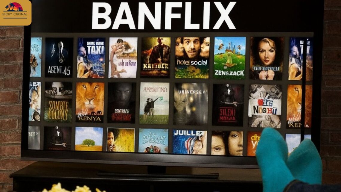 Banflix Streaming platform showing movies, TV shows, and original web series on multiple devices