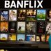 Banflix Streaming platform showing movies, TV shows, and original web series on multiple devices