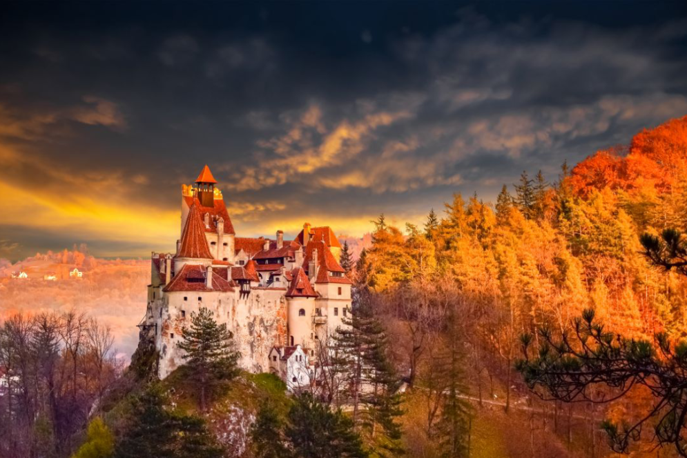 Scenic landscape of Romania showing Transylvania’s mountains and medieval towns